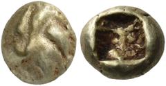 GREEK COINS Kings of Lydia. Alyattes II, circa 610-560 BC. 1/24th Stater (Electrum, 6 mm, 0.59 g), Sardes. Lion's paw. Rev. Irregular incuse square. Karwiese Series I, Group 3 (ascribed to Ephesos). A