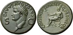 ROMAN COINS Divus Augustus, died AD 14. Dupondius (Orichalcum, 30 mm, 16.71 g, 7 h), Struck under Gaius (Caligula), Rome, 37-41. DIVVS · AVGVSTVS / S C Radiate head of Divus Augustus to left. Rev. CON