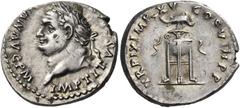 ROMAN COINS Titus, 79-81. Denarius (Silver, 18 mm, 3.37 g, 7 h), Rome, 80. IMP TITVS [CAES VESPASI]AN AVG P M Laureate head of Titus to left. Rev. TR P IX IMP XV COS VIII P P Tripod, with fillets to l