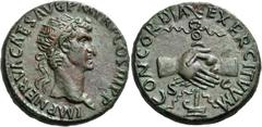 ROMAN COINS Nerva, 96-98. Dupondius (Orichalcum, 28 mm, 15.50 g, 7 h), Rome, 97. IMP NERVA CAES AVG P M TR P COS III P P Radiate head of Nerva to right. Rev. CONCORDIA EXERCITVVM / S - C Two clasped h
