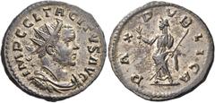 ROMAN COINS Tacitus, 275-276. Antoninianus (Billon, 22 mm, 4.02 g, 6 h), Lugdunum, November-December 275. IMP C CL TACITVS AVG Radiate, draped and cuirassed bust of Tacitus to right. Rev. PAX PVBLICA 
