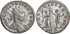 ROMAN COINS Tacitus, 275-276. Antoninianus (Billon, 22 mm, 4.02 g, 4 h), Serdica, fourth officina, early to June 276. IMP C M CL TACITVS AVG Radiate bust of Tacitus to right, with slight drapery over 