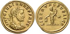 ROMAN COINS Julian of Pannonia, usurper, 284-285. Aureus (Gold, 19 mm, 4.36 g, 12 h), Siscia, October-December 284. IMP C IVLIANVS P F AVG Laureate, draped and cuirassed bust to right. Rev. LIBERTAS P