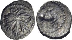 Celtic CELTIC, Britain. Atrebates & Regni. Verica, circa AD 10-40. Minim (Silver, 9 mm, 0.25 g, 12 h), 'Mini Vine Leaf' type. C-O-F Vine leaf. Rev. VERI-CA Horse prancing to right. ABC 1307. Bean VERS