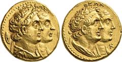 Greek PTOLEMAIC KINGS OF EGYPT. Ptolemy II Philadelphos, with Arsinöe II, 285-246 BC. Pentekontadrachmon, or Half Mnaieion (Gold, 21 mm, 13.99 g, 12 h). ΑΔΕΛΦΩΝ Jugate busts of Ptolemy II, diademed an