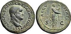 Roman Imperial & Provincial Galba, 68-69. As (Copper, 30 mm, 11.37 g, 7 h), Rome, July 68-Januar 69. SER SVLPI GALBA IMP CAESAR AVG P M TR P Bare head of Galba to right, set on globe. Rev. AEQV-ITAS /