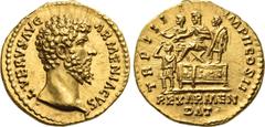 Roman Imperial & Provincial Lucius Verus, 161-169. Aureus (Gold, 19 mm, 7.33 g, 12 h), Rome, 163-164. L VERVS AVG ARMENIACVS Bare head of Lucius Verus to right. Rev. TR P IIII IMP II COS II / REX ARME