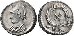 Roman Imperial & Provincial Anonymous. Time of Valentinian I to Theodosius I, circa 364-395. Half-siliqua (Silver, 15 mm, 1.01 g, 7 h), Treveri (Trier). Helmeted and draped bust of Roma to left. Rev. 