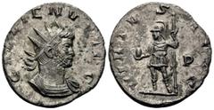 Roman Imperial Gallienus, 253-268. Antoninianus (Silver, 20.5 mm, 3.53 g, 5 h), Rome, 1st officina, 260-261. GALLIENVS AVG Radiate and cuirassed bust of Gallienus to right. Rev. VIRTVS AVG Mars standi