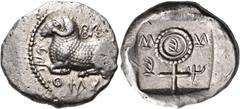 Greek Coins CYPRUS. Salamis. Nikodamos, circa 460-450 BC. Stater (Silver, 24 mm, 11.27 g, 12 h).