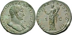 Roman Imperial Coins Hadrian, 117-138. Sestertius (Orichalcum, 36 mm, 29.96 g, 6 h), Rome, 121. IMP CAESAR TRAIANVS HA-DRIANVS AVG Laureate bust of Hadrian to right, with bare shoulders and an aegis. 