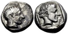 Greek DYNASTS OF LYCIA. Vekhssere I, circa 450-430 BC. Stater (Silver, 19 mm, 8.37 g, 11 h), Xanthos, c. 440-430. Head of Athena to right, wearing crested Attic helmet adorned with three olive leaves 