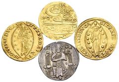 Big Lots WORLD. Venice and Ottoman. (13.00 g). A small lot of four (4) Gold and Silver coins, containing three Venetian coins (2 AV, 1 AR) and one Ottoman (AV). One ducat pierced. Good very fine. Sold
