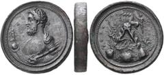Roman Imperial & Provincial Commodus, 177-192. Medallion (Bimetallic, copper and orichalcum, 60 x 9 mm, 206.00 g, 12 h), with raised edges, Rome, undated, but c. 189- 191. Laureate and heroically bare