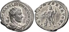 Roman Imperial & Provincial Macrinus, 217-218. Antoninianus (Silver, 22 mm, 4.32 g, 6 h), Rome, spring-summer 217. IMP C M OPEL SEV MACRINVS AVG Radiate and draped bust of Macrinus to right. Rev. IOVI