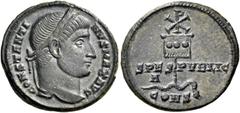 Roman Imperial & Provincial Constantine I, 307/310-337. Follis (Bronze, 18 mm, 3.20 g, 12 h), Constantinople, 1st officina, 327. CONSTANTI - NVS MAX AVG Laureate head of Constantine to right. Rev. SPE