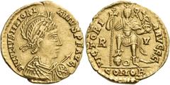 Roman Imperial & Provincial Majorian, 457-461. Solidus (Gold, 20 mm, 4.47 g, 11 h), Ravenna. D N IVLIVS MAIORI-ANVS P F AVG Rosette-diademed, helmeted, draped and cuirassed bust of Majorian to right, 
