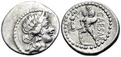 Roman Republican & Imperatorial Julius Caesar, Late 48-47 BC. Denarius (Silver, 18 mm, 3.92 g, 6 h), military mint traveling with Caesar in North Africa. Diademed head of Venus to right. Rev. CAESAR A