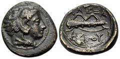 Greek KINGS OF MACEDON. Alexander III 'the Great', 336-323 BC. (Bronze, 15 mm, 3.04 g, 4 h), uncertain mint in Macedon, most likely Amphipolis, c. 336-332. Head of Herakles in lion's skin headdress to
