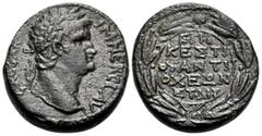Roman Provincial SYRIA, Seleucis and Pieria. Antioch. Nero, 54-68. Assarion (Bronze, 20.5 mm, 7.22 g, 1 h), struck under the legatus, C. Cestius Gallus, year ΔΙΡ (114) = 65/6. IM NER CLAV CAESAR Laure