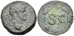 Roman Provincial SYRIA, Seleucis and Pieria. Antioch. Otho, 69. Dupondius (Bronze, 28 mm, 15.21 g, 1 h). IMP M OTHO CAE AVG Laureate head of Otho to right. Rev. Large S C within laurel wreath. BMC 207