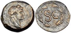Roman Provincial SYRIA, Seleucis and Pieria. Antioch. Otho, 69. As (Copper, 24 mm, 8.66 g, 12 h). IMP M OTHO CAE AVG Laureate head of Otho to right. Rev. Large S • C within laurel wreath tied below. B