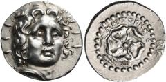 GREEK COINS Islands off Caria Rhodos. Rhodes. Circa 88/42 BC-AD 14. Drachm (Silver, 18.5 mm, 4.05 g, 12 h), struck under the magistrate Kritiokles. Radiate head of Helios facing, turned slightly to th