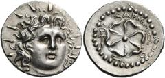 GREEK COINS Islands off Caria Rhodos. Rhodes. Circa 88/42 BC-AD 14. Drachm (Silver, 20 mm, 4.20 g, 6 h), struck under the magistrate Charmios. Radiate head of Helios facing, turned slightly to the rig