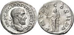 ROMAN COINS Pupienus, 238. Denarius (Silver, 19 mm, 3.15 g, 6 h), Rome, 22 April - 29 July 238. IMP C M CLOD PVPIENVS AVG Laureate, draped and cuirassed bust of Pupienus to right. Rev. P M TR P COS II