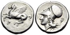 The Vineyard Collection part III CORINTHIA. Corinth. Circa 375-300 BC. Stater (Silver, 20 mm, 8.24 g, 12 h). Ϙ below Pegasus with straight wing flying to left. Rev. Head of Aphrodite to left, wearing 