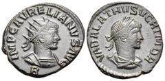 Roman Imperial Aurelian, with Vabalathus, 270-275. Antoninianus (Bronze, 20 mm, 3.22 g, 11 h), Antioch, 2nd officina, November 270-March 272. IMP C AVRELIANVS AVG / B Radiate and cuirassed bust of Aur