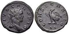 Roman Imperial Divus Carus, died in 283. Antoninianus (Bronze, 20.5 mm, 4.44 g, 1 h), struck under Carinus and Numerian, Lugdunum, 284. DIVO CARO PIO Radiate head of Divus Carus to right. Rev. CONSECR