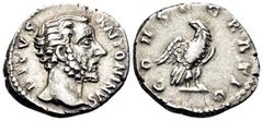 Roman Imperial Divus Antoninus Pius, died 161. Denarius (Silver, 18.5 mm, 3.29 g, 12 h), struck under Marcus Aurelius and Lucius Verus, Rome, 161. DIVVS ANTONINVS Bare head of the deified Antoninus Pi