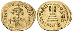 Byzantine Constans II, 641-668. Solidus (Gold, 21 mm, 4.47 g, 7 h), Constantinople, B = 2nd officina, 641-646/7. d N CONSTANTINЧS PP AVC Crowned and draped bust of Constans II facing, beardless and ho