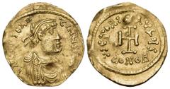 Byzantine Constans II, 641-668. Tremissis (Gold, 17 mm, 1.48 g, 6 h), Constantinople. d N CONSTANTINЧS T P P AV Diademed, draped and cuirassed bust of Constans to right. Rev. VICTORIA AVςЧ S / CONOB C