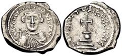 Byzantine Constans II, 641-668. Hexagram (Silver, 23 mm, 6.63 g, 6 h), Constantinople, 641-647. d N CONSTAN-TINЧS P P AV Crowned facing bust of Constans II, beardless, wearing chlamys and holding glob