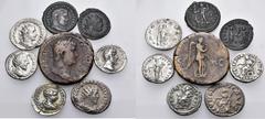 Large Lots ROMAN IMPERIAL. Circa 1st-3rd century. (Silver/Bronze, 50.00 g). A fine Lot of Eight (8) Silver and Bronze coins, including a Sestertius of Hadrian, Denarii of Marcus Aurelius, Lucius Verus