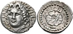 GREEK COINS ISLANDS OFF CARIA Rhodos. Rhodes. Circa 88/42 BC-AD 14. Drachm (Silver, 19.5 mm, 3.94 g, 9 h), struck under the magistrate Basileides. Radiate head of Helios facing, turned slightly to the