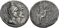 GREEK COINS SELEUKID KINGS Alexander I Balas, with Cleopatra Thea, 152-145 BC. Tetra­drachm (Silver, 32 mm, 15.58 g, 11 h), Ake-Ptolemais, 150. Jugate portraits right of Cleopatra Thea, her bust diade
