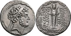 GREEK COINS SELEUKID KINGS Demetrios III Eukairos, 97/6-88/7 BC. Tetradrachm (Silver, 31 mm, 15.90 g, 12 h), Damascus, year ΒΚΣ = 222 = 91/90. Diademed and bearded head of Demetrios to right. Rev. ΒΑΣ