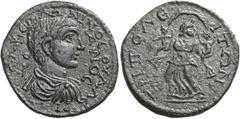 ROMAN COINS Saloninus, 258-260. Pentassarion (Bronze, 29.5 mm, 12.22 g, 6 h). Tripolis in Lydia. Π Λ Κ CΑ-ΛΩ-ΝΙΝΟC ΟΥΑΛΕ-ΡΙ/ΑΝΟC Laureate, draped and cuirassed bust of Saloninus to right. Rev. ΤΡΙΠΟΛΕ
