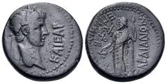 The Vineyard Colection Part IV, Roman Provincial LYDIA. Sardis. Nero, 54-68. (Bronze, 19 mm, 5.91 g, 12 h), Mindios, strategos for the second time, c. 60. NEPΩN KAICAP Laureate head of Nero right. Rev