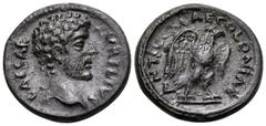 Roman Provincial PISIDIA. Antiochia. Marcus Aurelius, as Caesar, 139-161. (Bronze, 18 mm, 3.48 g, 6 h), struck under Antoninus pius. AVRELIVS CAESAR Bare head of Marcus Aurelius to right. Rev. COLONIA