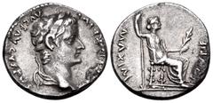 Roman Imperial Tiberius, 14-37. Denarius (Silver, 18 mm, 3.47 g, 8 h), of the so-called Tribute Penny type, Lugdunum, c. 15-18 (group 2). TI CAESAR DIVI AVG F AVGVSTVS Laureate head of Tiberius to rig
