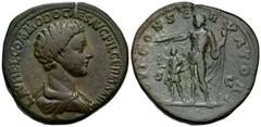 Roman Imperial Commodus, as Caesar, 166-177. Sestertius (Orichalcum, 31.5 mm, 25.59 g, 11 h), struck under his father, Marcus Aurelius, Rome, 175-176. L AVREL COMMODO CAES AVG FIL GERM SARM Bareheaded