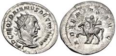 Roman Imperial Trajan Decius, 249-251. Antoninianus (Silver, 23 mm, 3.80 g, 7 h), Rome. IMP C M Q TRAIANVS DECIVS AVG Radiate, draped and cuirassed bust of Trajan Decius to right. Rev. ADVENTVS AVG Tr