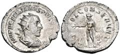 Roman Imperial Aemilian, AD 253. Antoninianus (Silver, 24 mm, 4.66 g, 12 h), Rome. IMP AEMILIANVS PIVS FEL AVG Radiate, draped and cuirassed bust of Aemilian to right. Rev. AP-OL CONSERVAT Apollo, nud