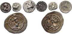 Large Lots MISCELLANEA. 1st century BC-4th century AD. (Silver, 11.73 g). A lot of Four (4) miscellaneous issues from eastern kingdoms. Includes an Indo-Greek drachm of Menander I, an Indo-Skythian dr