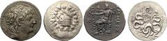 Large Lots GREEK. 2nd cemtury BC. (Silver, 28.41 g). A lot of Two (2) tetradrachms. Includes a cistophoric tetradrachm of Pergamon, and a Seleukid tetradrachm of Alexander II Zabinas. Both very fine, 