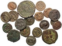 Large Lots ROMAN IMPERIAL & BYZANTINE. 3rd-9th century. (Bronze, 85.95 g). A lot of Nineteen (19) Folles and Cententionales of late Roman and Byzantine emperors, including Licinius I, Licinius II (2),